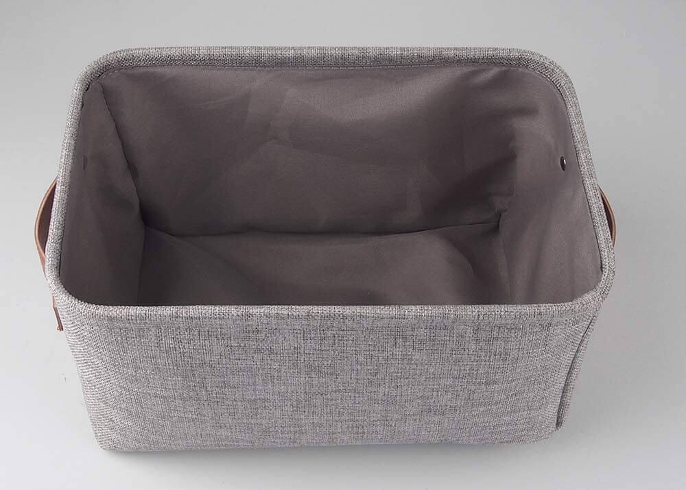 Foldable Mangata Leather Handle Storage Baskets Set, Grey - Image 34