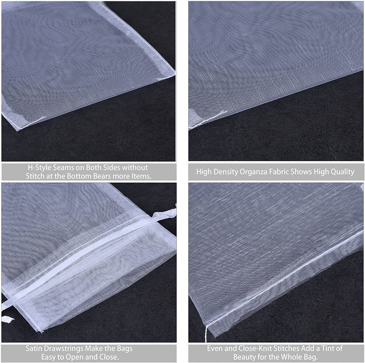 Organza Gift Bags, 20 x 30 cm/7.9 x 11.8 Inches Pack of 10 (White) - Image 3