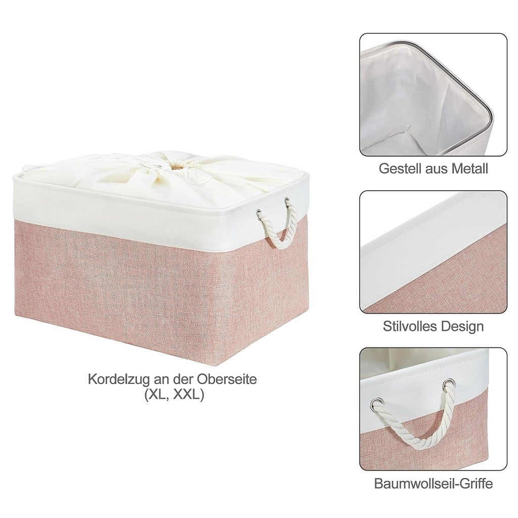 Pink White Storage Baskets with Rope Handles Multi-Size - Image 105
