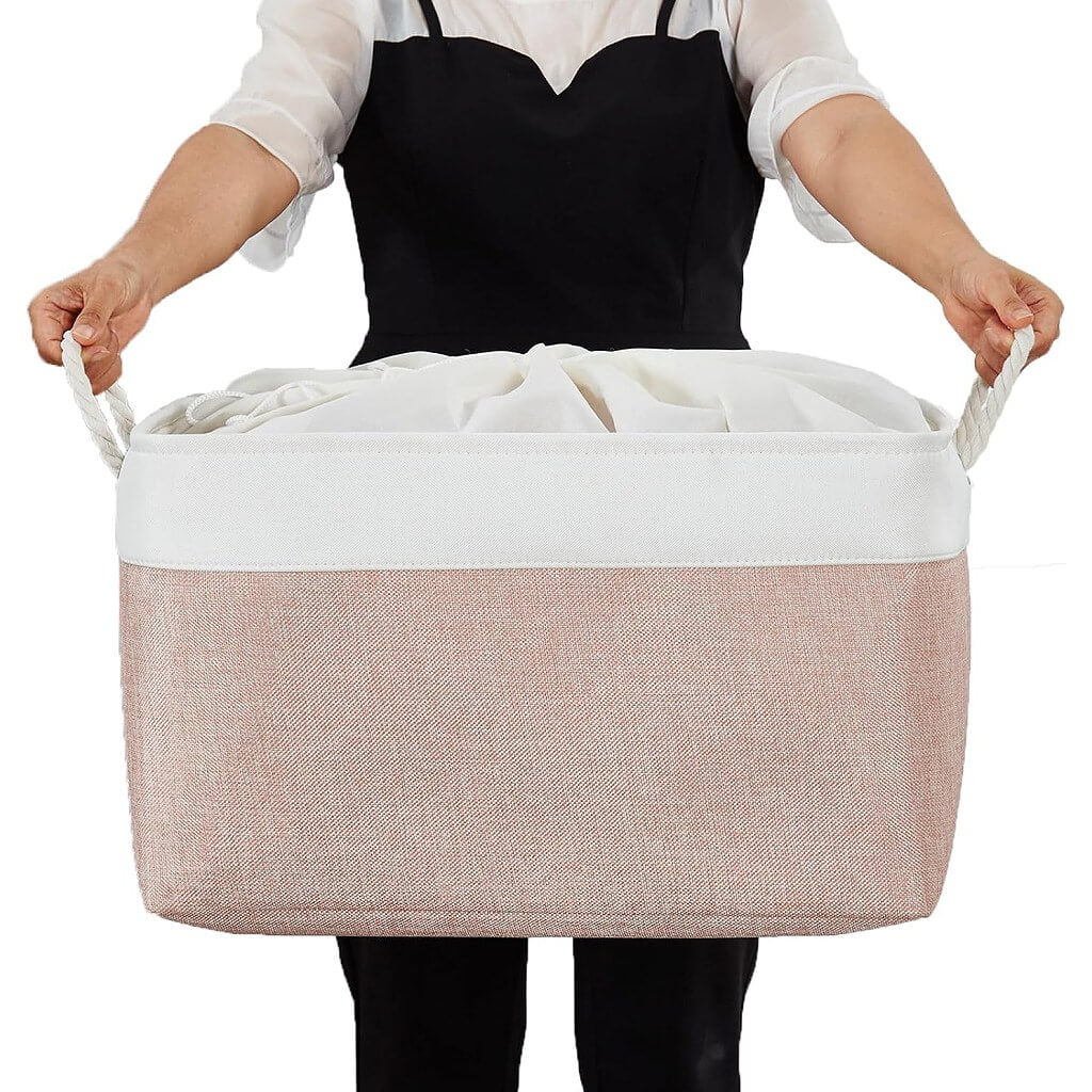 Pink White Storage Baskets with Rope Handles Multi-Size - Image 15