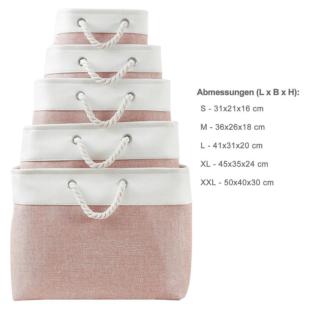 Pink White Storage Baskets with Rope Handles Multi-Size - Image 68