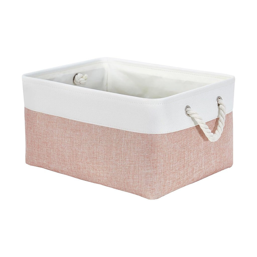 Pink White Storage Baskets with Rope Handles Multi-Size - Image 99