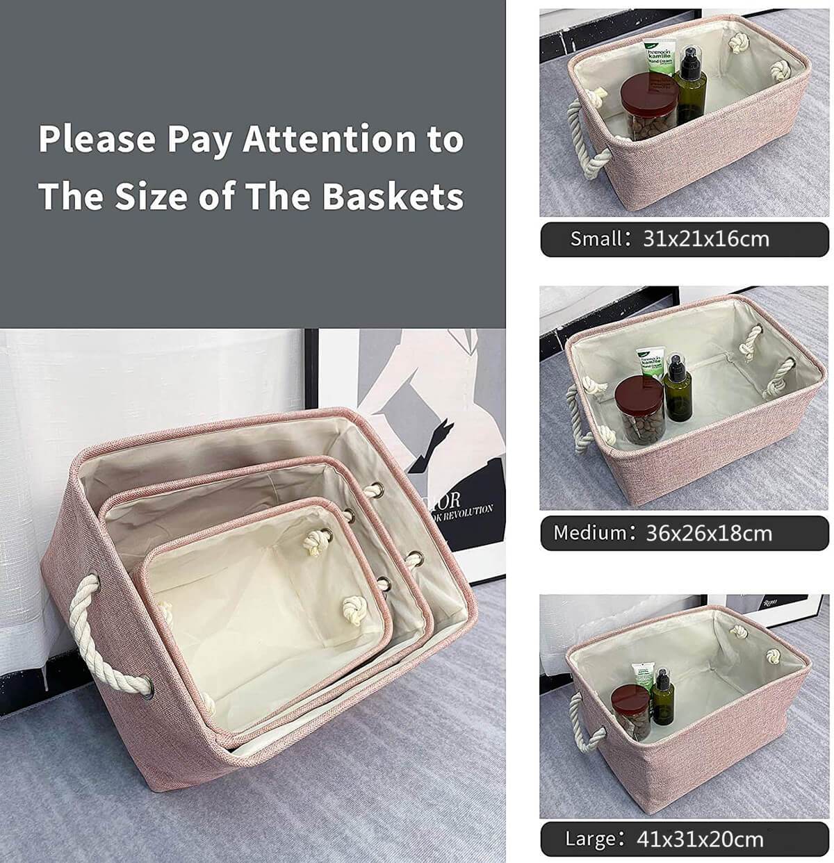 Pink Storage Box Foldable Storage Basket - Image 3