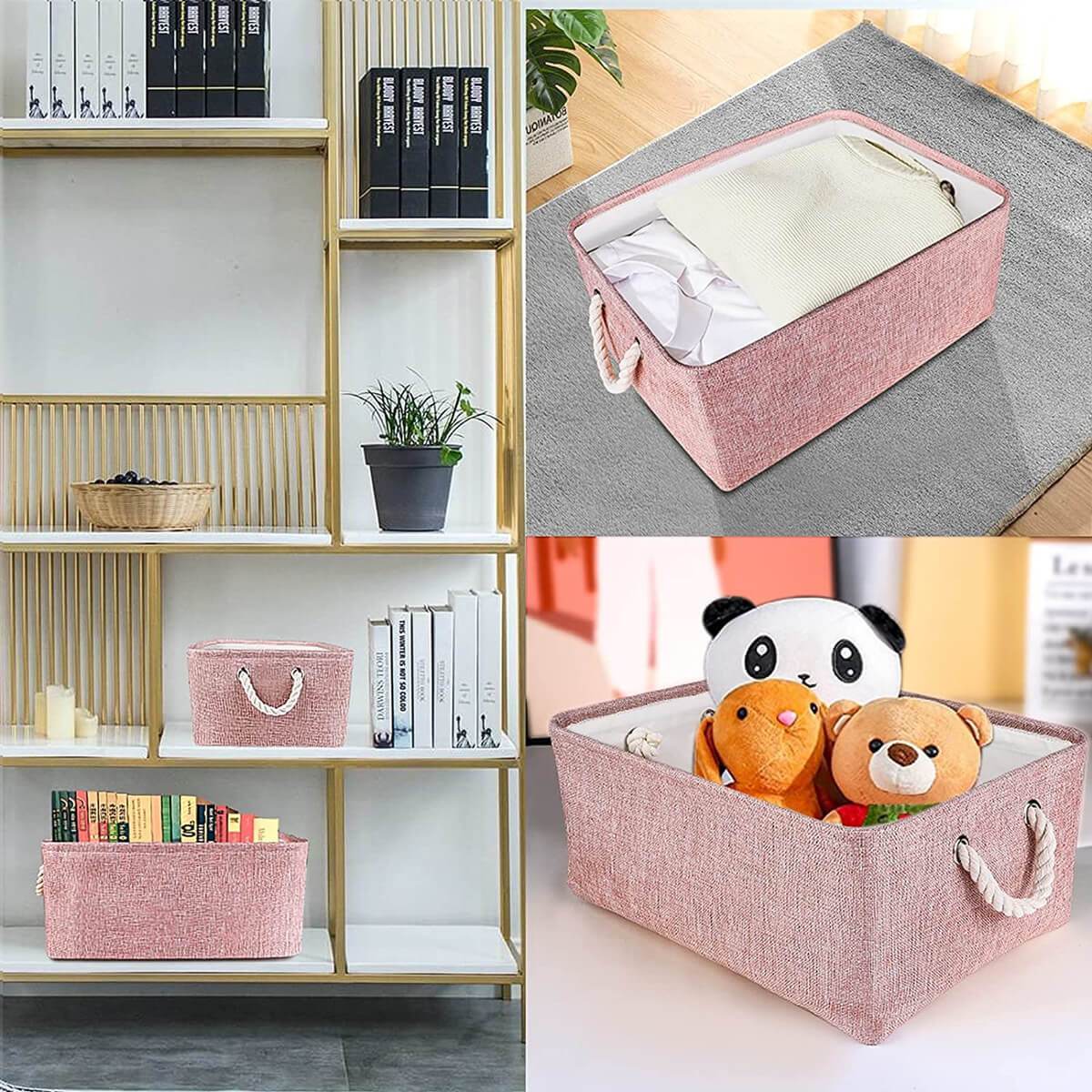 Pink Storage Box Foldable Storage Basket - Image 4