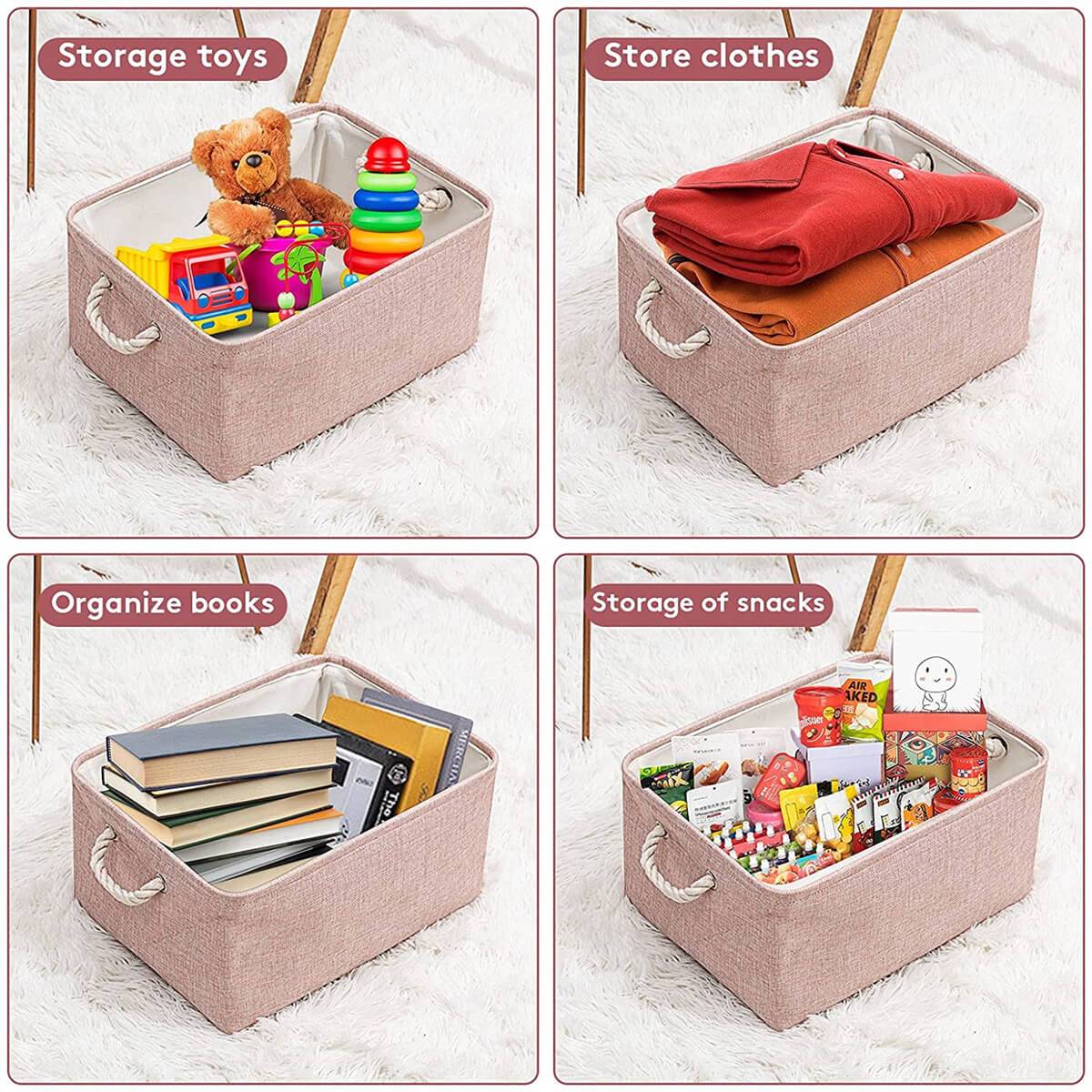 Pink Storage Box Foldable Storage Basket - Image 7