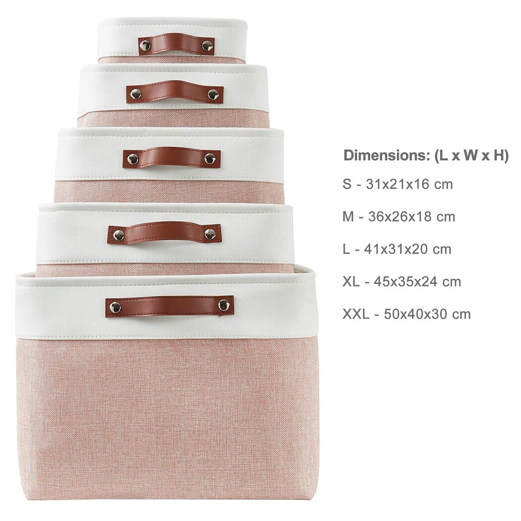 Pink White Rectangular Fabric Storage Boxes for Wardrobe, Shelves & Cupboards - Image 10