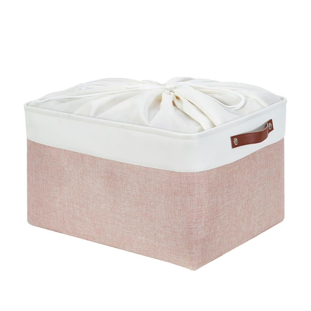 Pink White Rectangular Fabric Storage Boxes for Wardrobe, Shelves & Cupboards - Image 23