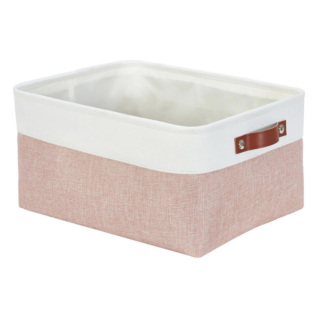 Pink White Rectangular Fabric Storage Boxes for Wardrobe, Shelves & Cupboards - Image 31