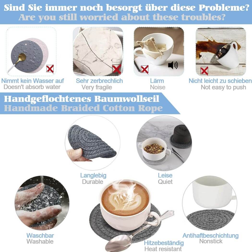 Coasters with Holder, Handmade Braided Thick Cotton Rope - Image 13