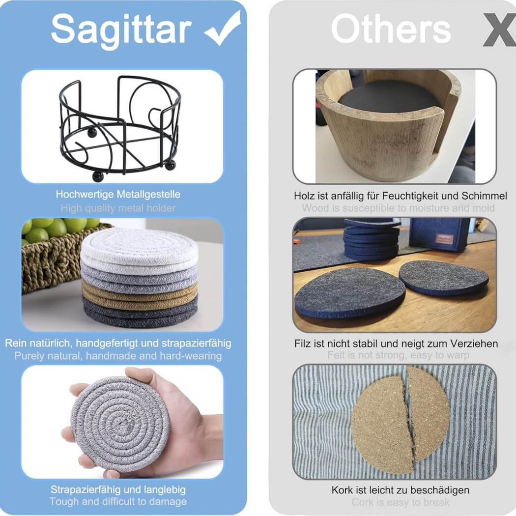 Coasters with Holder, Handmade Braided Thick Cotton Rope - Image 22