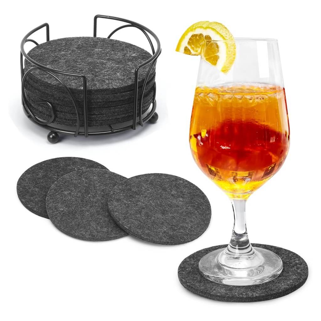 Felt Coasters for Glasses Includes Holder - Image 5