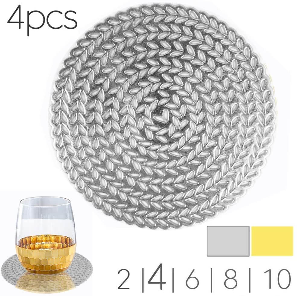 4PCS/Set Round Silver Coasters - Wheat - Image 3