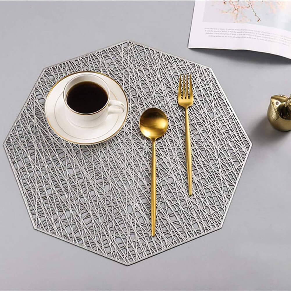 Silver Vinyl Placemats And Coasters (Octagonal-10 Pieces/Set) - Image 6