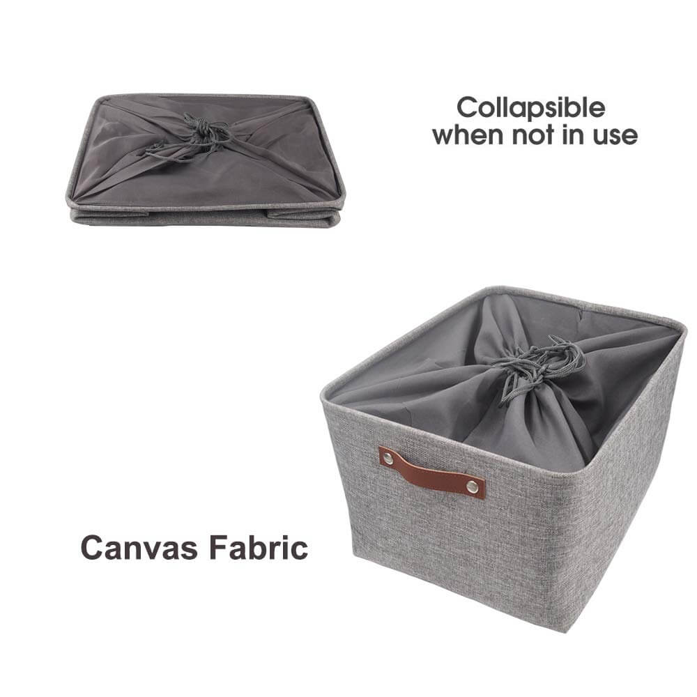 Mangata Set of 3 Storage Boxes with Drawstring, Extra Large(3 PACK, Grey) - Image 3
