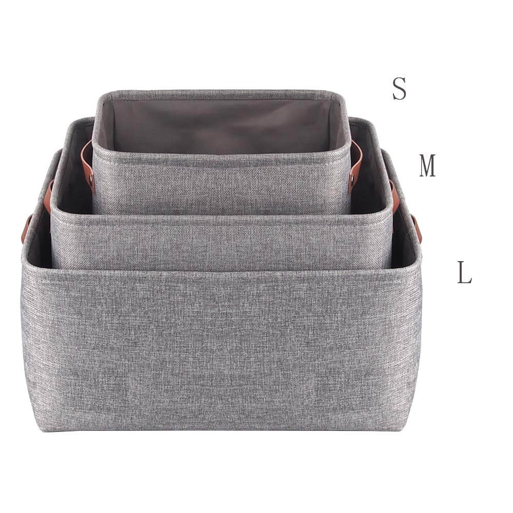 Mangata Set of 3 Storage Boxes with Drawstring, Extra Large(3 PACK, Grey) - Image 6