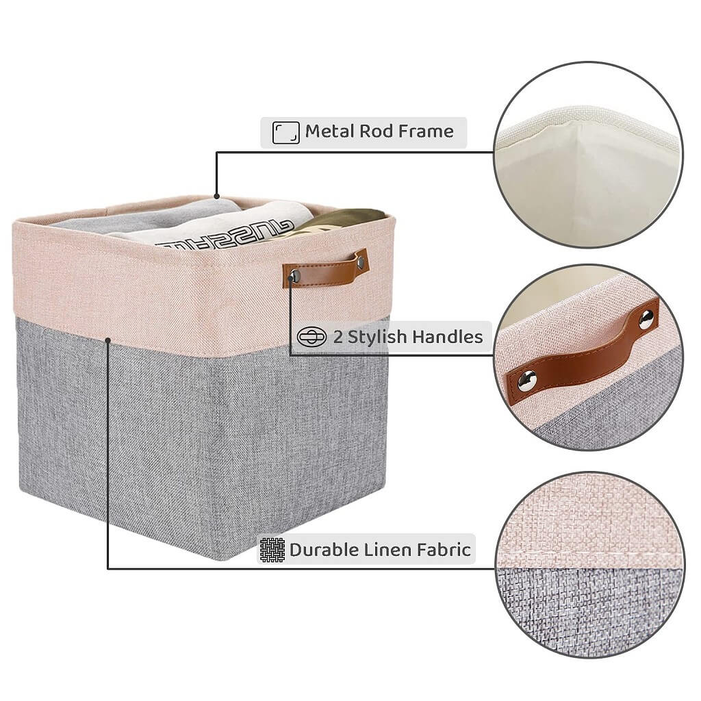 Storage Cubes Boxes 33cm with Leather Handles (33 * 33 * 33cm) - Image 3