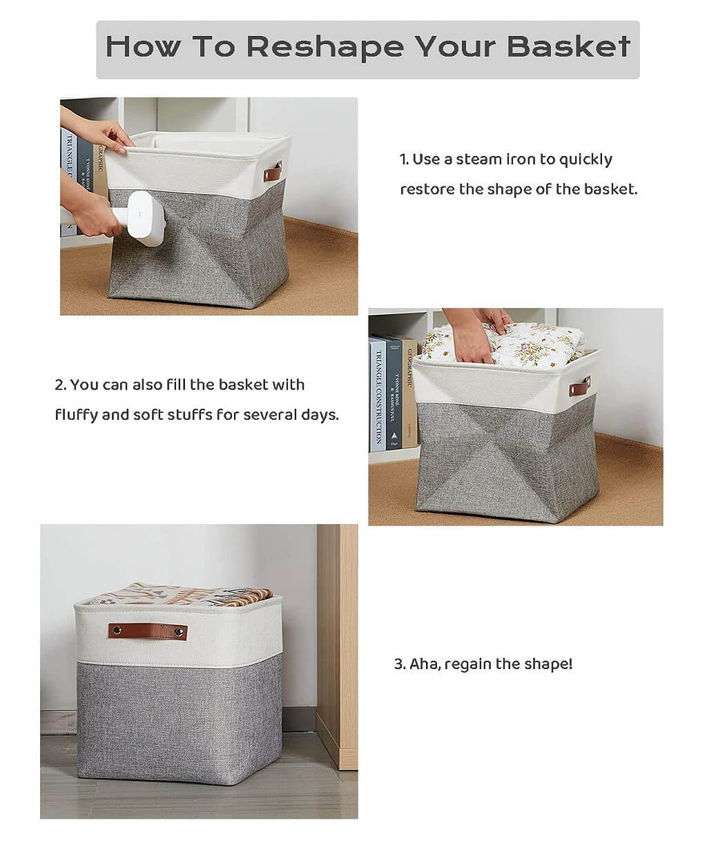 Storage Cubes Boxes 33cm with Leather Handles (33 * 33 * 33cm) - Image 6