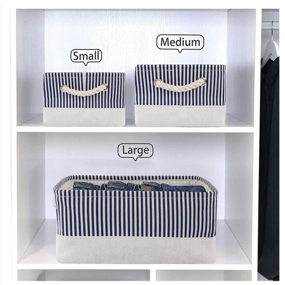 Stripe Thickened Canvas Storage Box - Image 11