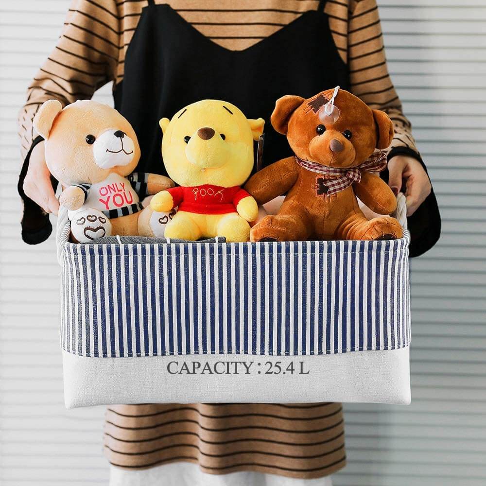 Stripe Thickened Canvas Storage Box - Image 17