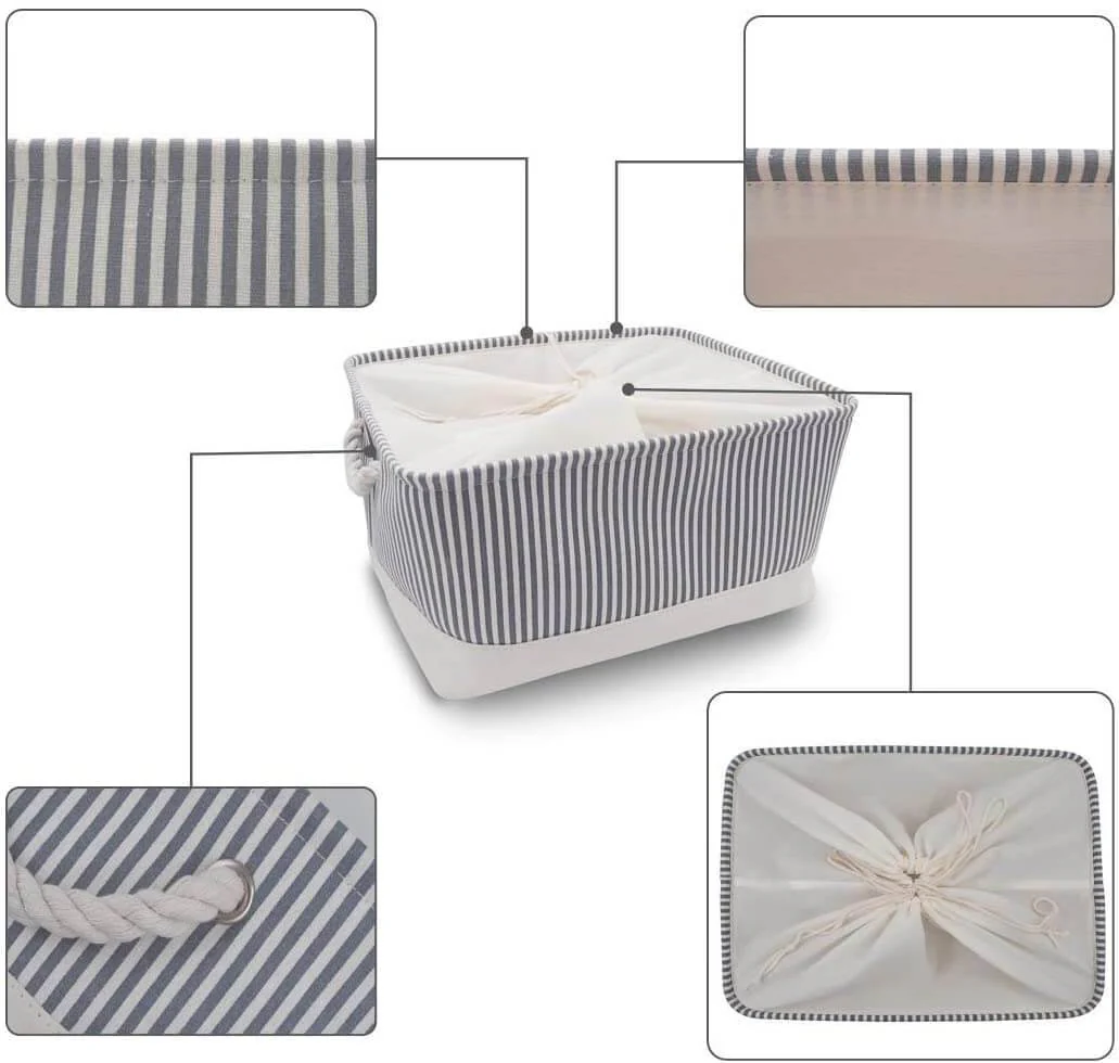 Stripe Thickened Canvas Storage Box - Image 30