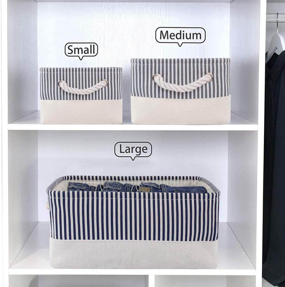 Stripe Thickened Canvas Storage Box - Image 41