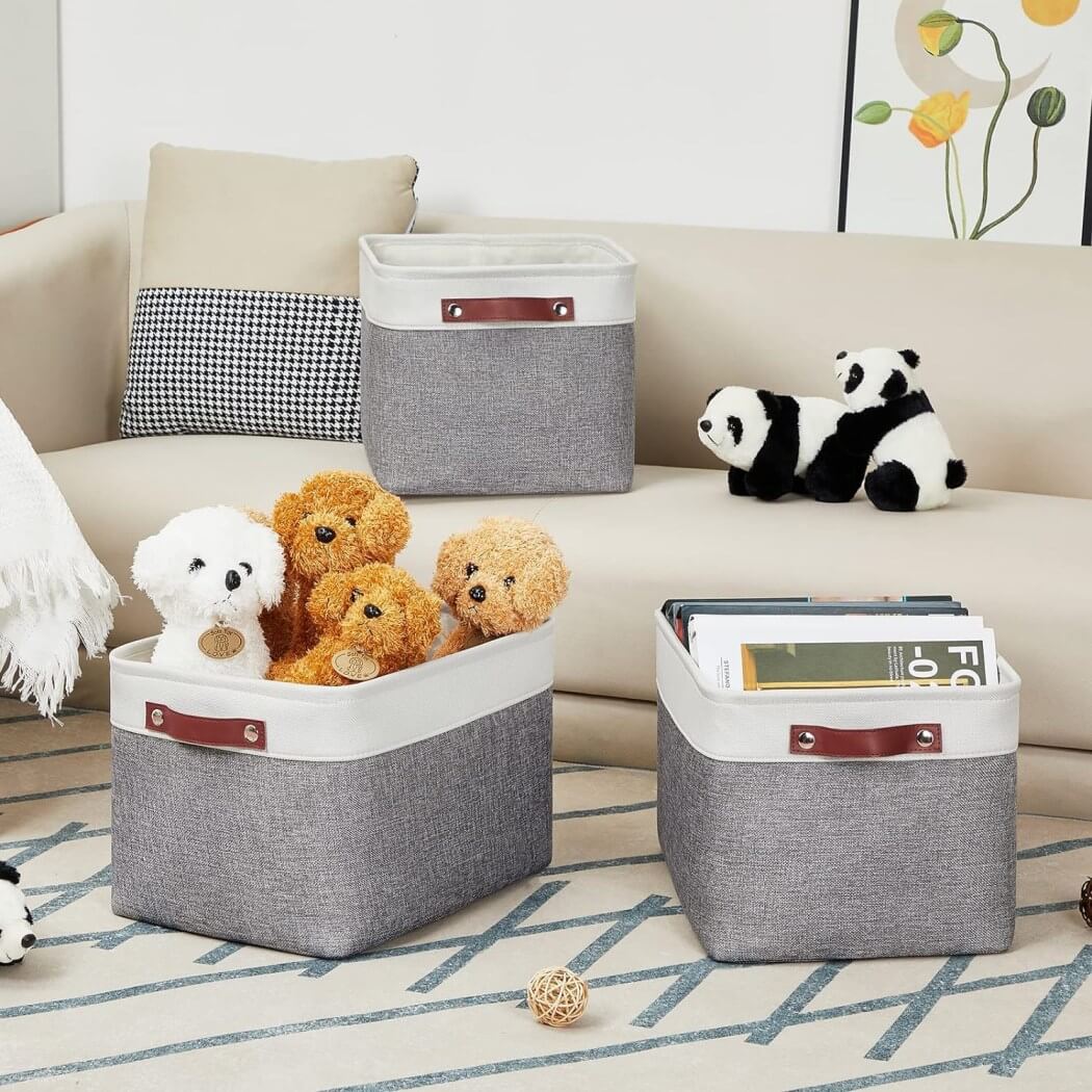 Versatile storage box for the living room Grey White mangata - Image 10