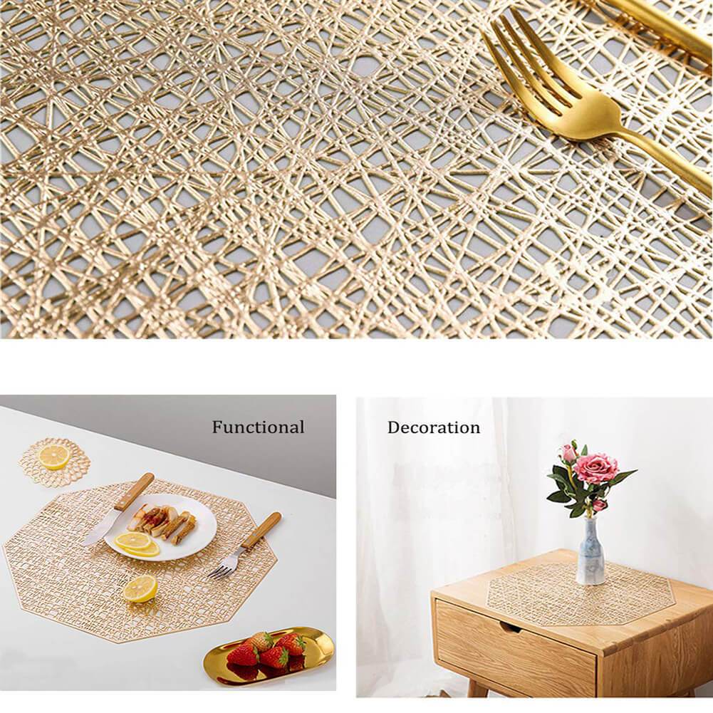 6PCS/Set Vinyl Gold Placemats And Coasters (Octagonal) - Image 4