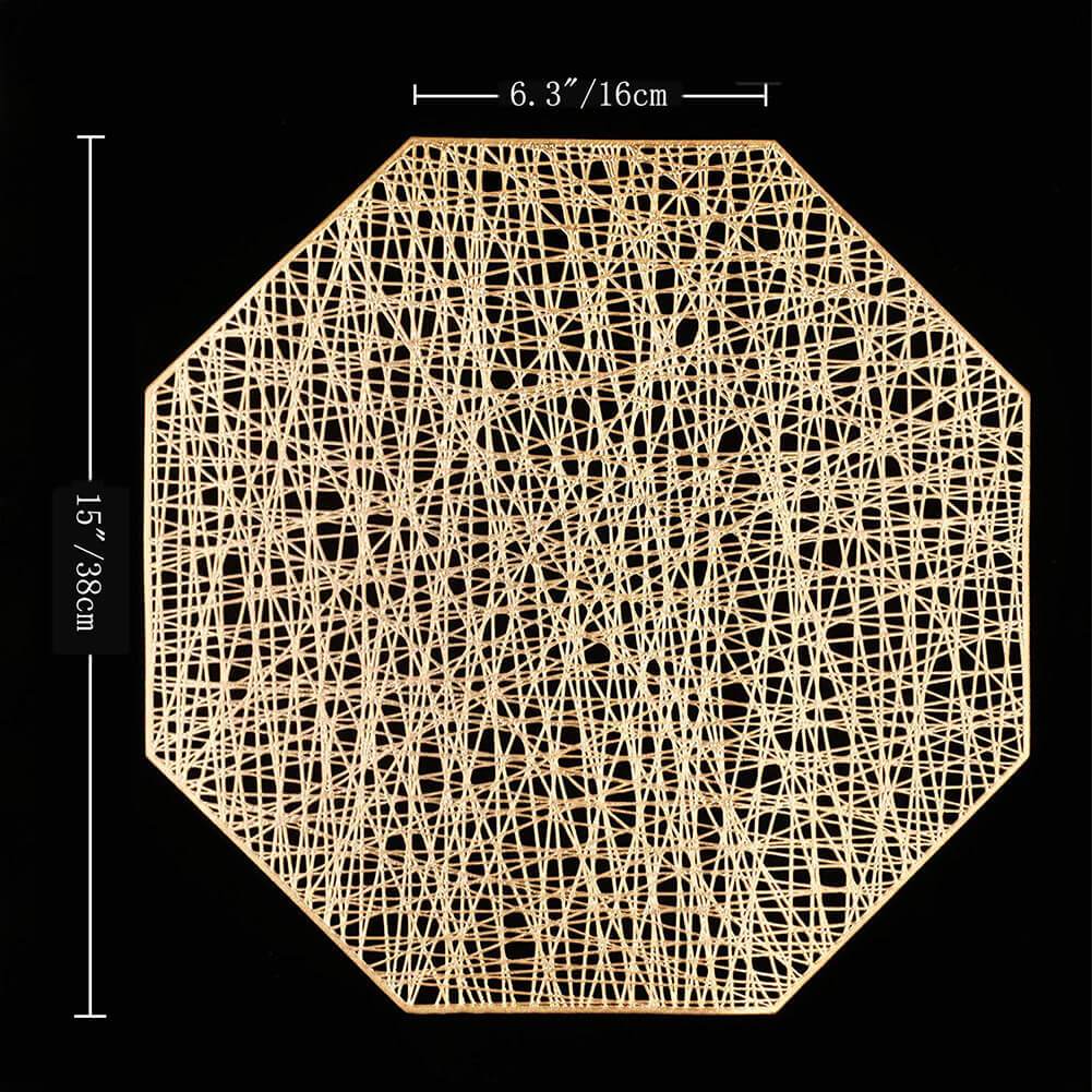6PCS/Set Vinyl Gold Placemats And Coasters (Octagonal) - Image 8