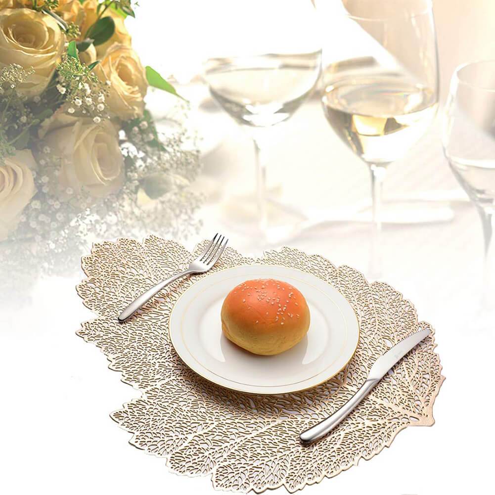 Vinyl Table Mats and Coasters Set of 4 (Gold-leaf) - Image 2