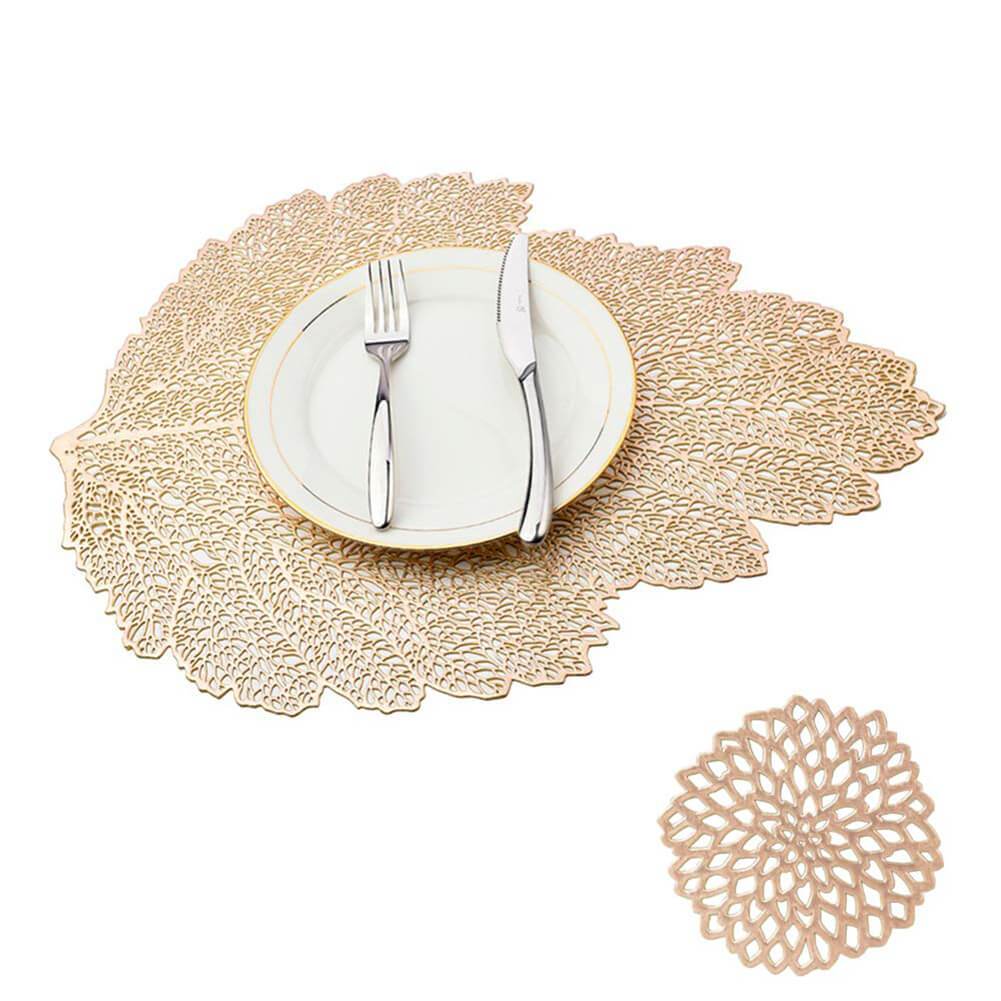 Vinyl Table Mats and Coasters Set of 6 (Gold-leaf) - Image 3