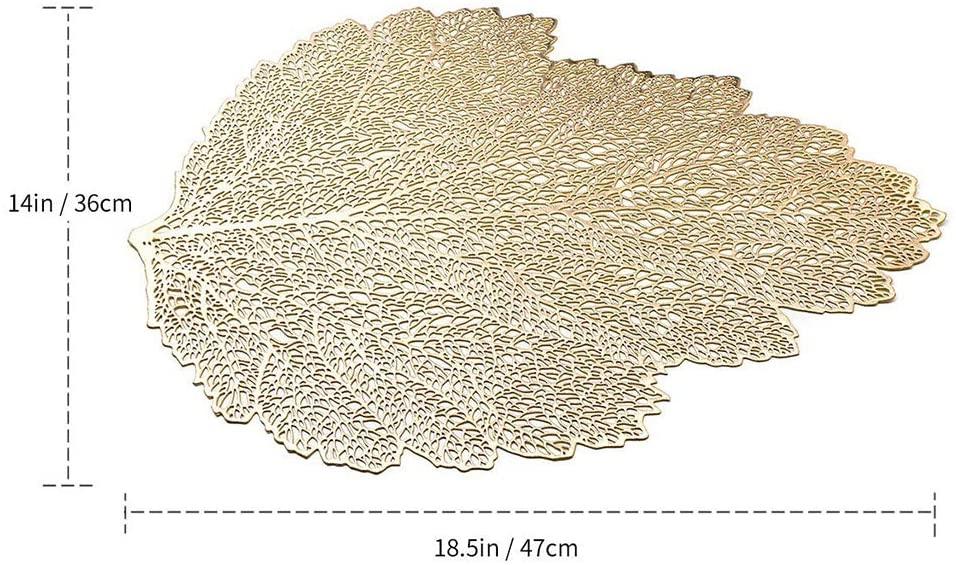 Leaf Vinyl Table Mats and Coasters Set (Gold/Silver) - Image 49