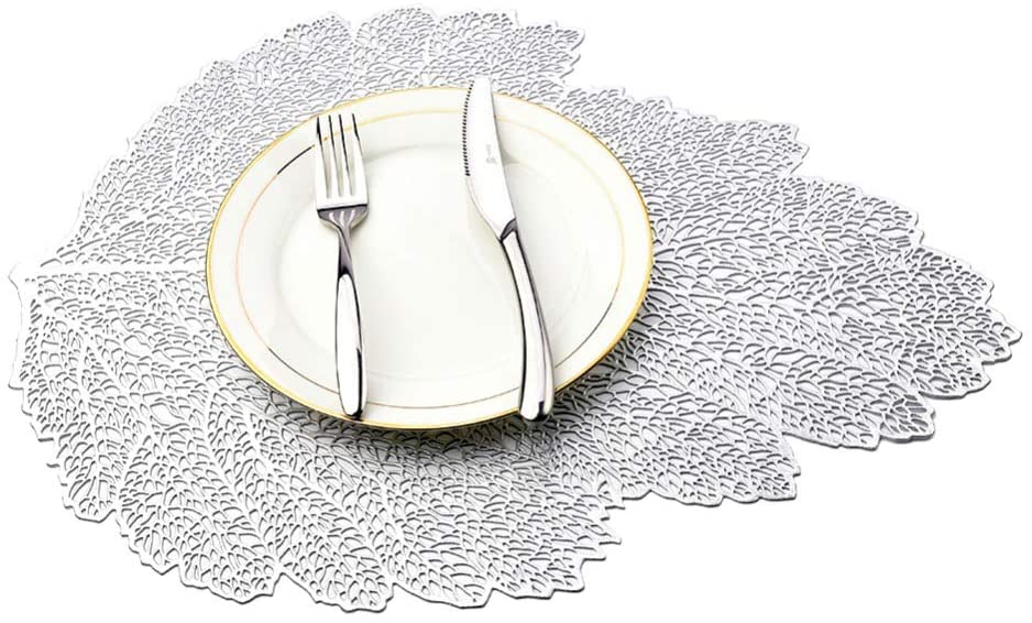 Leaf Vinyl Table Mats and Coasters Set (Gold/Silver) - Image 54