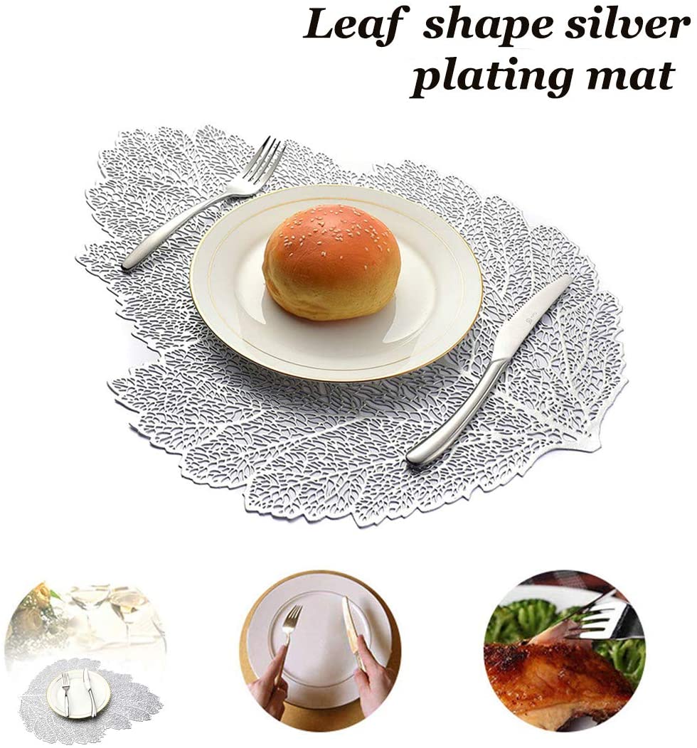Leaf Vinyl Table Mats and Coasters Set (Gold/Silver) - Image 77