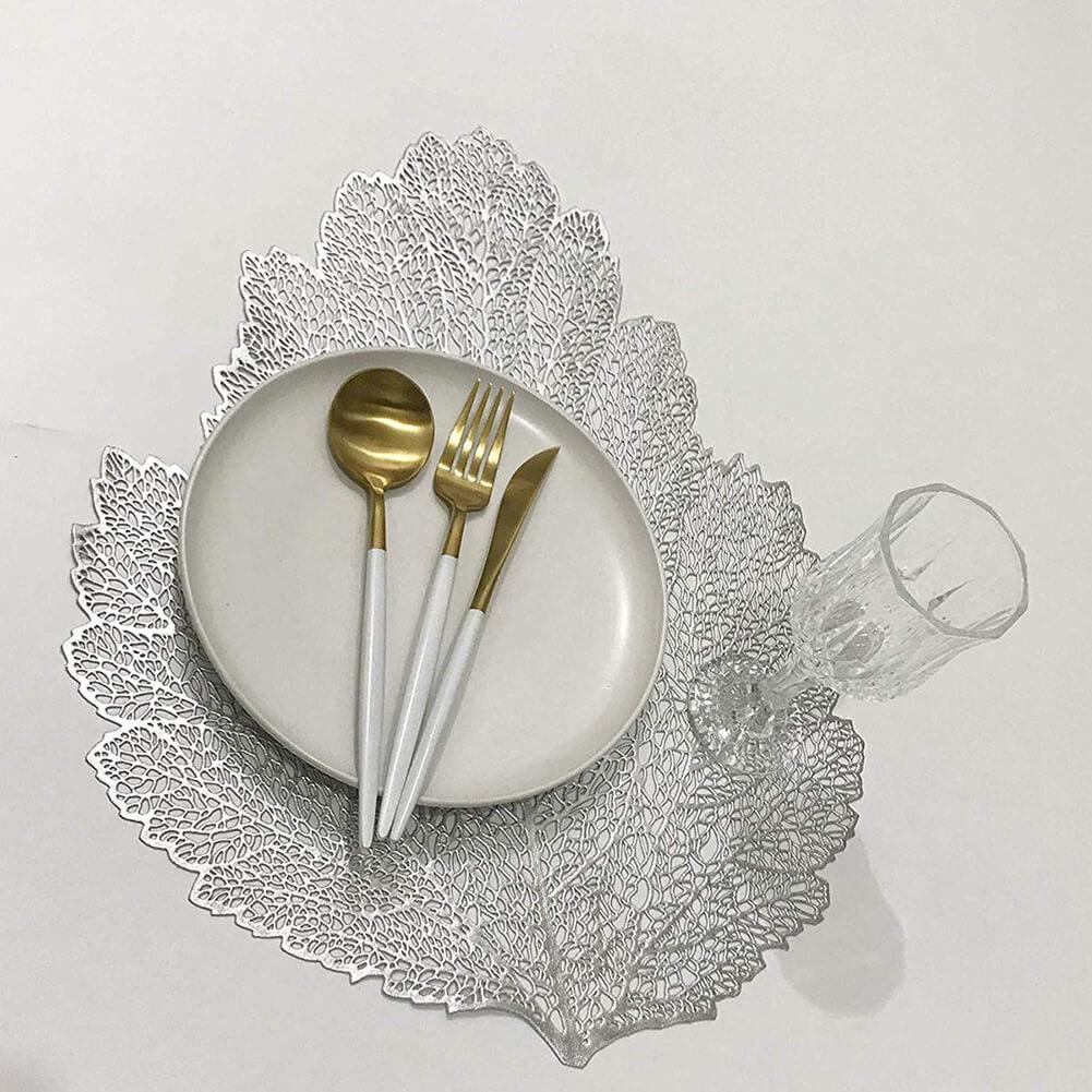 Vinyl Table Mats and Coasters Set of 8(Silver-leaf) - Image 7
