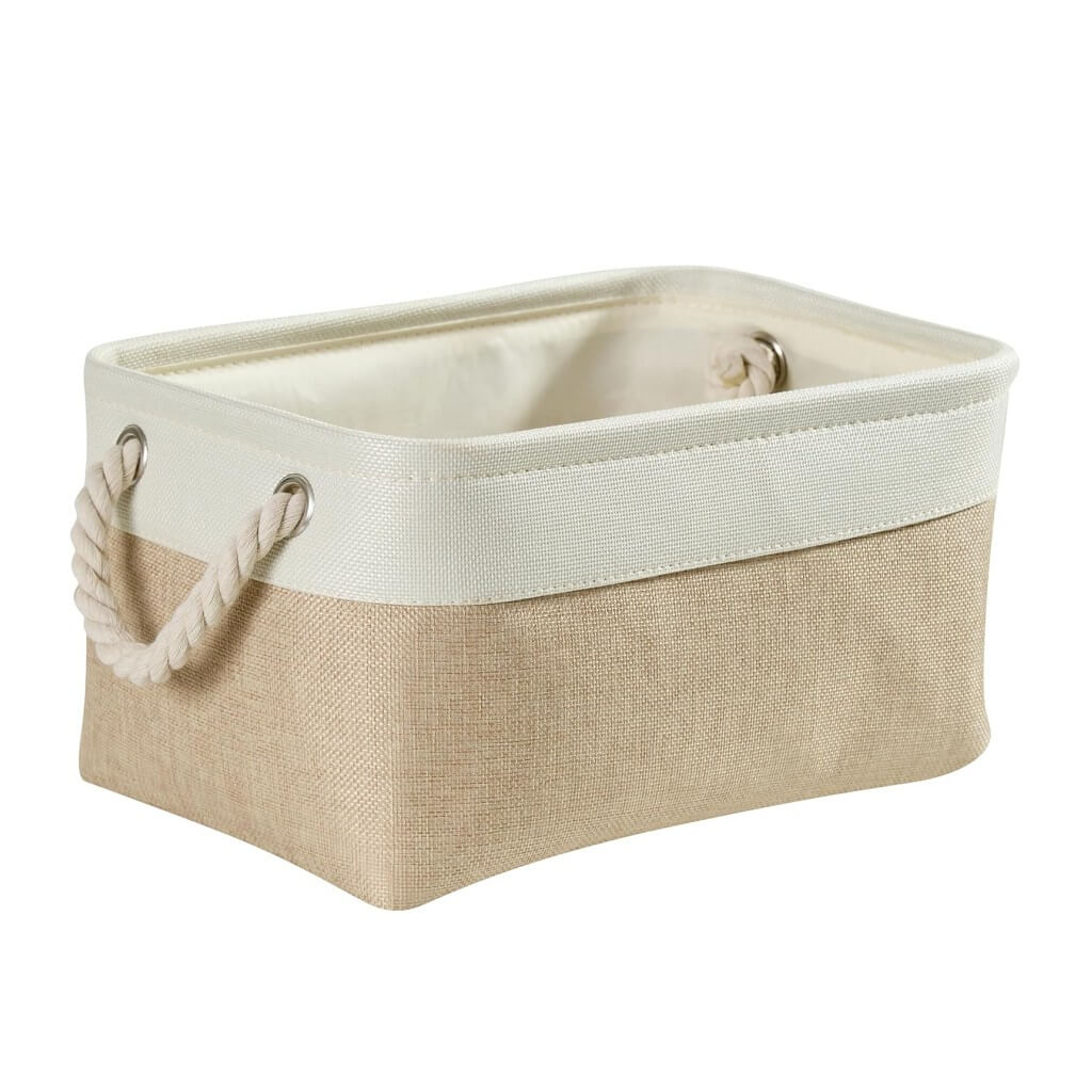 White Khaki Storage Baskets With Rope Handles For Wardrobe - Image 61