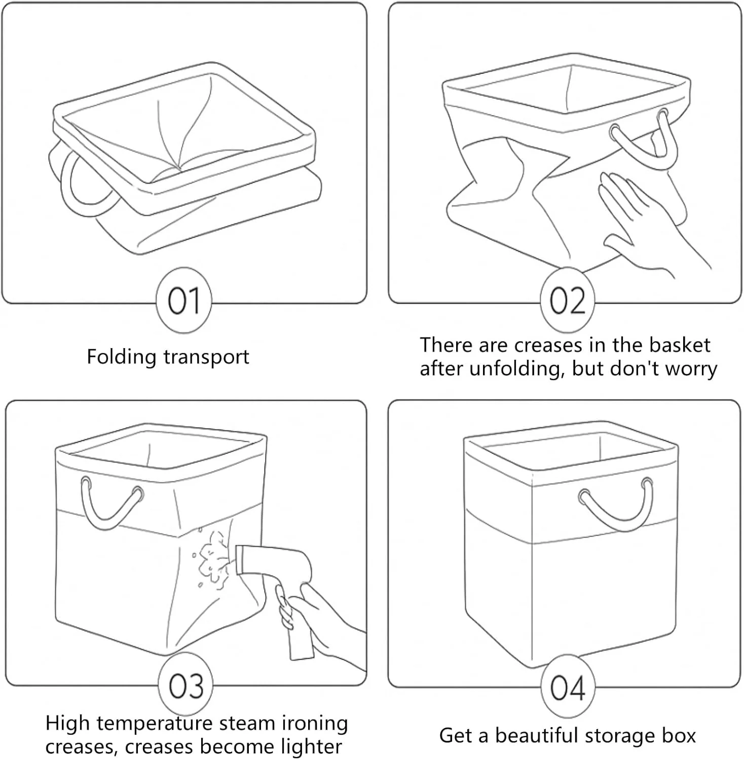White Light Khaki Storage Cube Boxes with Rope Handles - Image 5