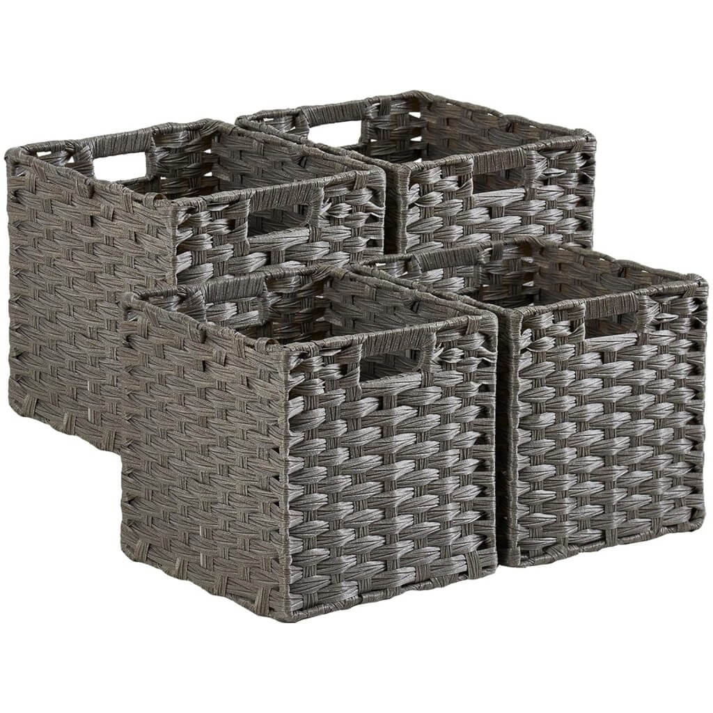 Wicker Storage Baskets Set, Hand-Woven Rattan Cube Organizers for Closet and Shelves - 28x28x28cm, 2/4/6 Pack - Image 14