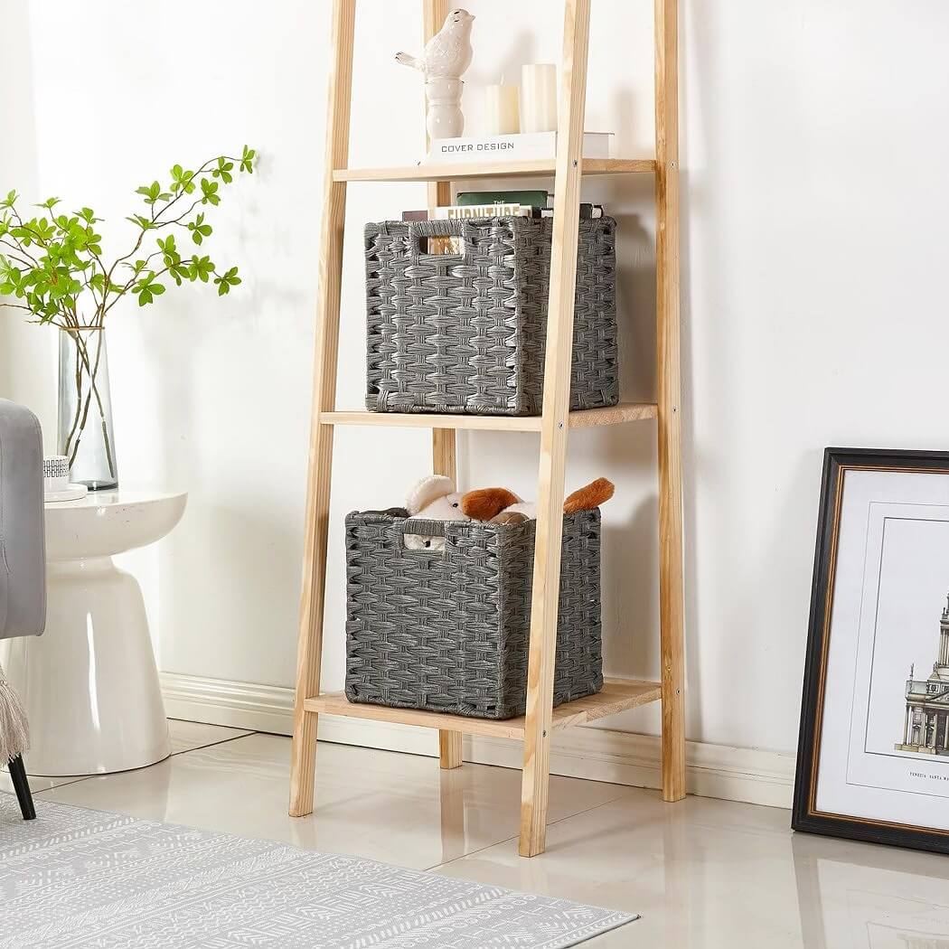Wicker Storage Baskets Set, Hand-Woven Rattan Cube Organizers for Closet and Shelves - 28x28x28cm, 2/4/6 Pack - Image 24