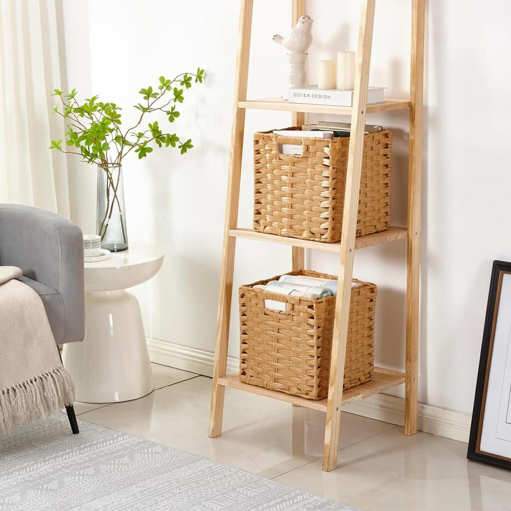 Wicker Storage Baskets Set, Hand-Woven Rattan Cube Organizers for Closet and Shelves - 28x28x28cm, 2/4/6 Pack - Image 30