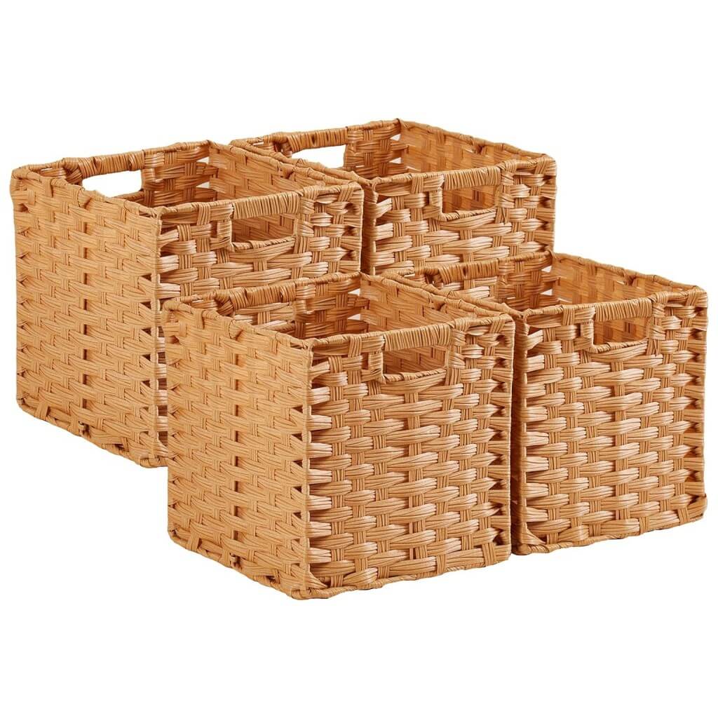 Wicker Storage Baskets Set, Hand-Woven Rattan Cube Organizers for Closet and Shelves - 28x28x28cm, 2/4/6 Pack - Image 35