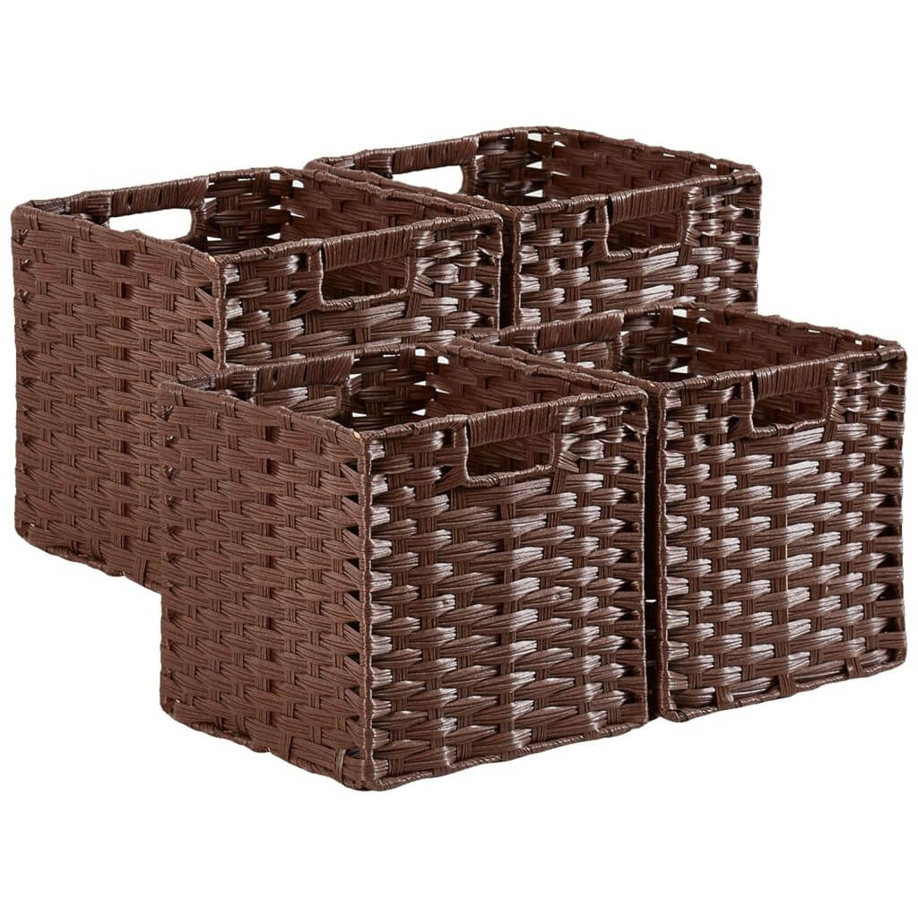 Wicker Storage Baskets Set, Hand-Woven Rattan Cube Organizers for Closet and Shelves - 28x28x28cm, 2/4/6 Pack - Image 56