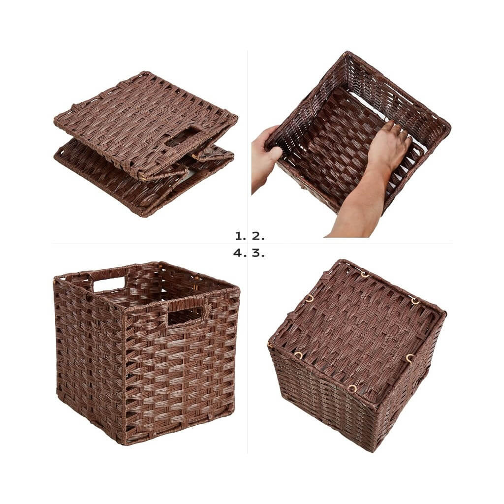 Wicker Storage Baskets Set, Hand-Woven Rattan Cube Organizers for Closet and Shelves - 28x28x28cm, 2/4/6 Pack - Image 67
