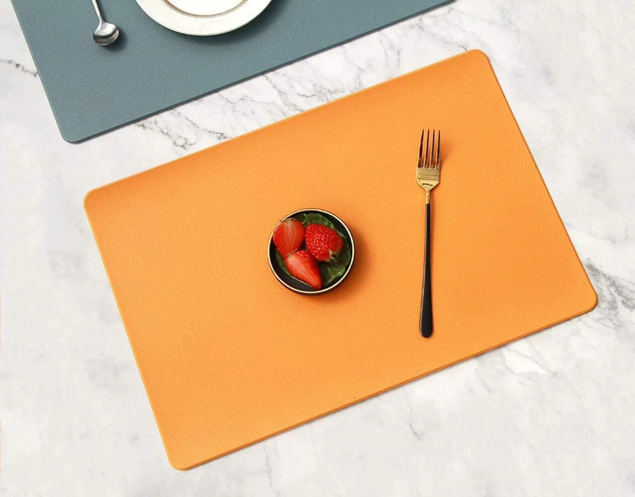 Wipeable Table mats, Orange Non-Slip Placemat Sets Mangata - Image 3